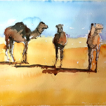 Pintura titulada "Reyes del desierto" por Jacques Villares, Obra de arte original, Acuarela