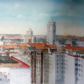 Malerei mit dem Titel "De Madrid al Cielo…" von Jacques Villares, Original-Kunstwerk, Aquarell