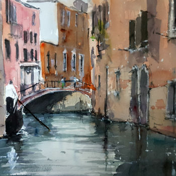 Painting titled "Venecia" by Jacques Villares, Original Artwork, Watercolor