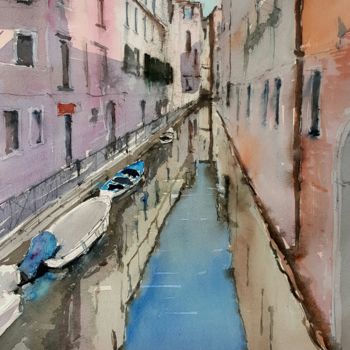 Malerei mit dem Titel "Venecia, otros cana…" von Jacques Villares, Original-Kunstwerk, Aquarell