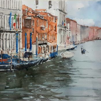 Painting titled "Gran Canal IV" by Jacques Villares, Original Artwork, Watercolor