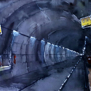 Pintura titulada "Metro de Madrid I" por Jacques Villares, Obra de arte original, Acuarela