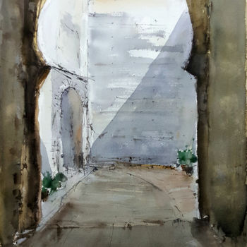 Картина под названием "Puerta en Jerez" - Jacques Villares, Подлинное произведение искусства, Акварель