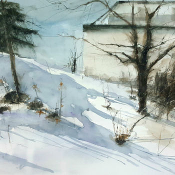 Schilderij getiteld "Nieve en La Granja" door Jacques Villares, Origineel Kunstwerk, Aquarel