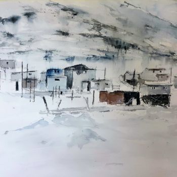 Painting titled "Isla de Diomedes I" by Jacques Villares, Original Artwork, Watercolor