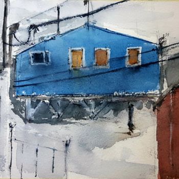 Painting titled "Isla de Diomedes II" by Jacques Villares, Original Artwork, Watercolor