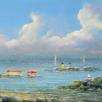 Peinture intitulée "Golfe du Morbihan" par Jacquiot, Œuvre d'art originale, Acrylique
