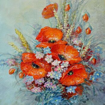 Peinture intitulée "Bouquet champêtre" par Jacquiot, Œuvre d'art originale, Acrylique
