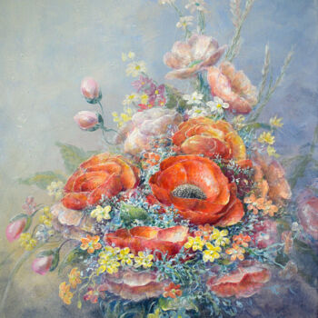 Pittura intitolato "Bouquet douceur" da Jacquiot, Opera d'arte originale, Acrilico