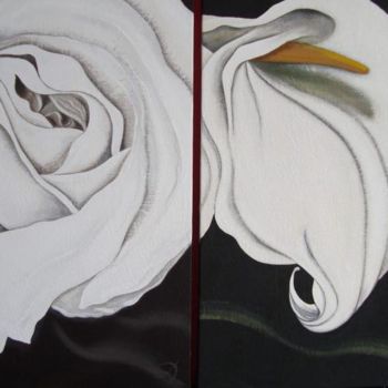 Painting titled "Diptyque  ROSE & MA…" by Jacquotte Gaignault, Original Artwork