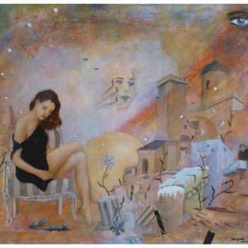 "Elle attendait les…" başlıklı Tablo Jacques Teulet tarafından, Orijinal sanat, Akrilik