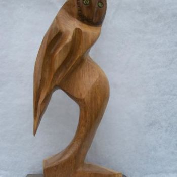 Скульптура под названием "La Chouette" - Sculpures Culpin, Подлинное произведение искусства, Дерево