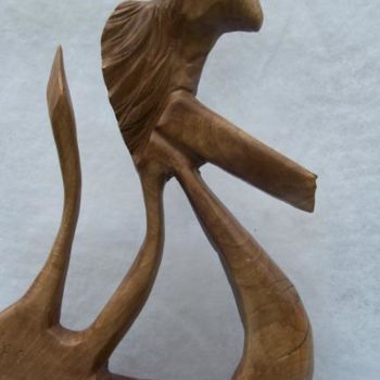 Skulptur mit dem Titel "L'Ecureuil" von Sculpures Culpin, Original-Kunstwerk, Holz