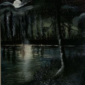 Painting titled "Balade nocture" by Jean André D, Original Artwork, Acrylic