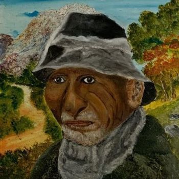 Painting titled "Homme au chapeau" by Jean André D, Original Artwork, Acrylic