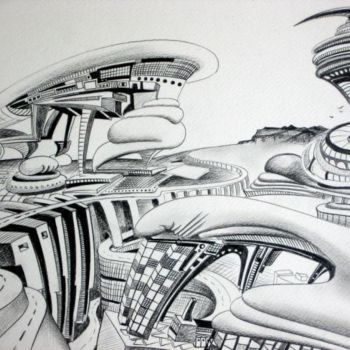 Drawing titled "Horizons Urbains 2…" by Jacques Durand, Original Artwork