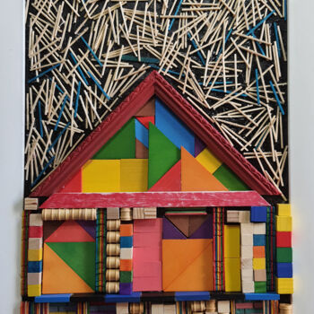 Κολάζ με τίτλο "Home" από Jaffa Meir, Αυθεντικά έργα τέχνης, Κολάζ