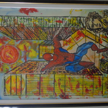 Painting titled "732-homem-aranha-so…" by J.Afonso, Original Artwork