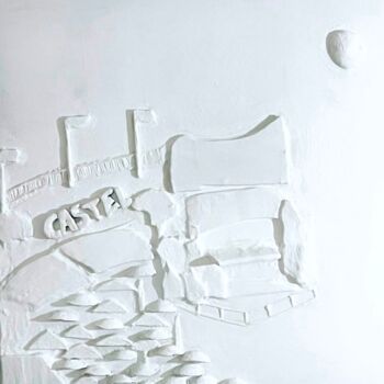 绘画 标题为“CASTEL” 由Jag, 原创艺术品, 石膏 安装在木质担架架上