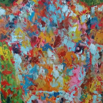 Painting titled "Camouflage" by Nathalie Jaguin, Original Artwork, Oil