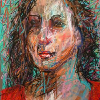 Malerei mit dem Titel "Señora" von Nathalie Jaguin, Original-Kunstwerk, Pastell