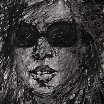 Рисунок под названием "À l'abri des regards" - Nathalie Jaguin, Подлинное произведение искусства, Древесный уголь