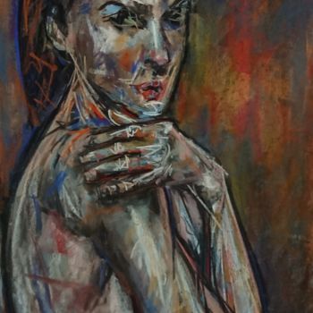 Pintura intitulada "Albertine" por Nathalie Jaguin, Obras de arte originais, Pastel