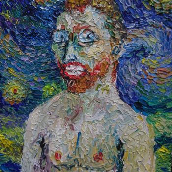 Painting titled "Van Gogh parodie" by Nathalie Jaguin, Original Artwork, Oil