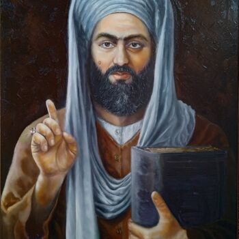 Painting titled "Muslim with Quran" by Jahangir Seyidov, Original Artwork, Oil