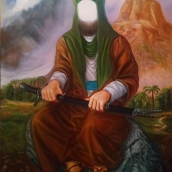 Картина под названием "Ali ibn Abu Talib n…" - Jahangir Seyidov, Подлинное произведение искусства, Масло Установлен на Дерев…