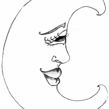 Disegno intitolato "Mister Moon" da Jamie Warren, Opera d'arte originale, Altro
