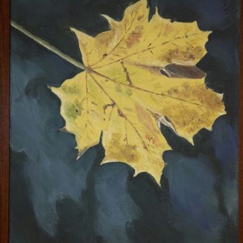 Painting titled "Hoja de otoño" by Jaibue77, Original Artwork, Oil