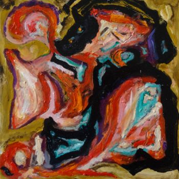 Painting titled "SANTO ANTÓNIO" by Jaime Azedo, Original Artwork, Oil Mounted on Wood Panel