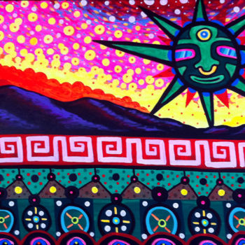 Pintura titulada "Tribal Pop Landscape" por Jaime Carbo, Obra de arte original, Acrílico