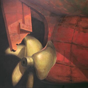 Painting titled "Propela" by Jaime Carrasquilla, Original Artwork, Oil