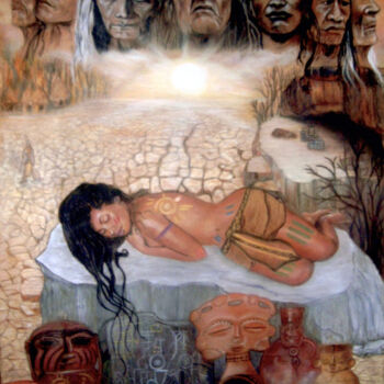 Pintura titulada "Amaira Aní - La don…" por Jair Ríos (Delarivière), Obra de arte original, Tiza