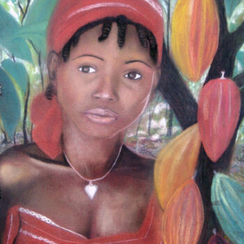 Painting titled "La belleza del cacao" by Jair Ríos (Delarivière), Original Artwork, Pastel