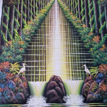 Pintura titulada "manantial en el bos…" por Jairo Arce, Obra de arte original, Acrílico