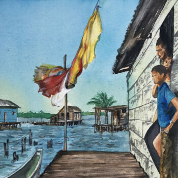 Painting titled "INCERTIDUMBRE" by Jairo Duque, Original Artwork, Watercolor