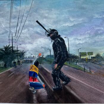 Pintura titulada "LA RAZON DE LA FUER…" por Jairo Duque, Obra de arte original, Acuarela