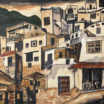 Painting titled "HOMES IN SILOE" by Jairo Duque, Original Artwork, Watercolor