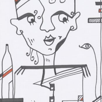 Dessin intitulée "l homme à la boutei…" par Jaji, Œuvre d'art originale, Marqueur
