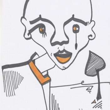 Disegno intitolato "homme triste" da Jaji, Opera d'arte originale, Pennarello