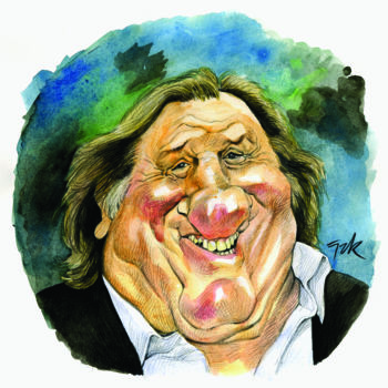 Peinture intitulée "Gérard Depardieu-Ca…" par Jak Lemonnier, Œuvre d'art originale, Aquarelle