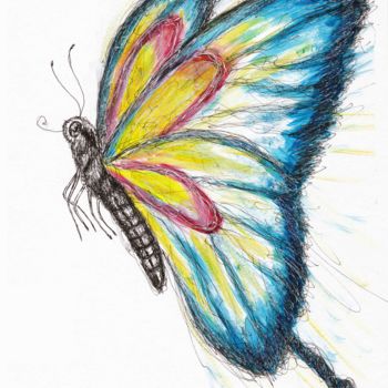 Peinture intitulée "Butterfly" par Konstantin Yakovenko, Œuvre d'art originale, Aquarelle