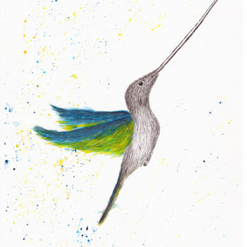 Painting titled "Hummingbird" by Konstantin Yakovenko, Original Artwork, Ink