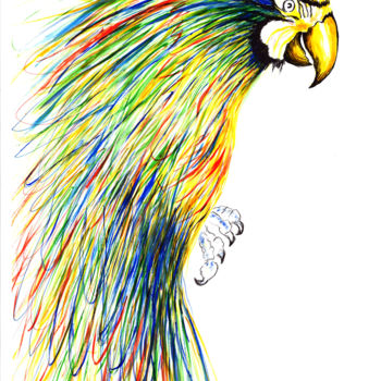 Painting titled "Rainbow parrot" by Konstantin Yakovenko, Original Artwork, Watercolor