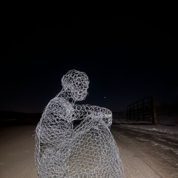 Sculpture titled "Poet's Corpse" by Jake Sheykhet, Original Artwork, Stainless Steel