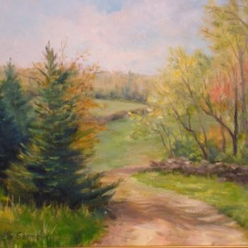 Peinture intitulée "Lawson's Farm Road" par Elizabeth Sennett, Œuvre d'art originale, Huile