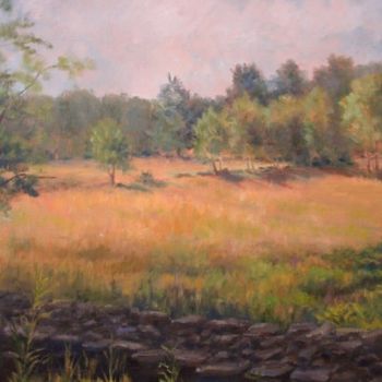 Schilderij getiteld "Haddam Neck Field" door Elizabeth Sennett, Origineel Kunstwerk, Olie